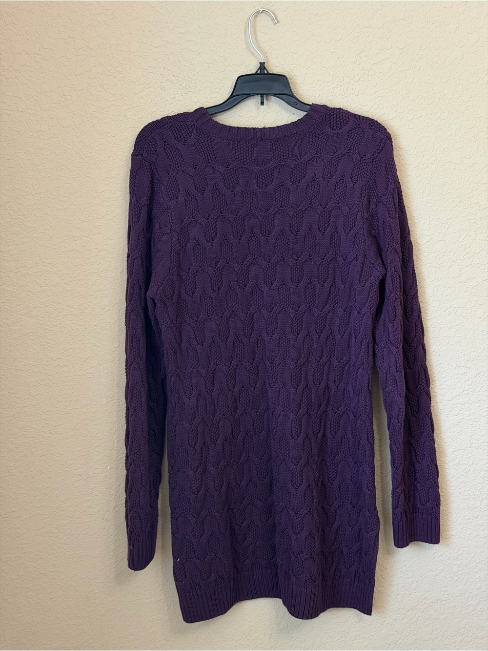 JEANNE PIERRE Cable Knit Sweater Mini Dress in Purple 100% Cotton - Picture 4 of 6